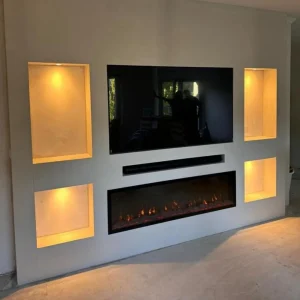 Prestige cinewall met 4 planken, open haard, tv-meubel
