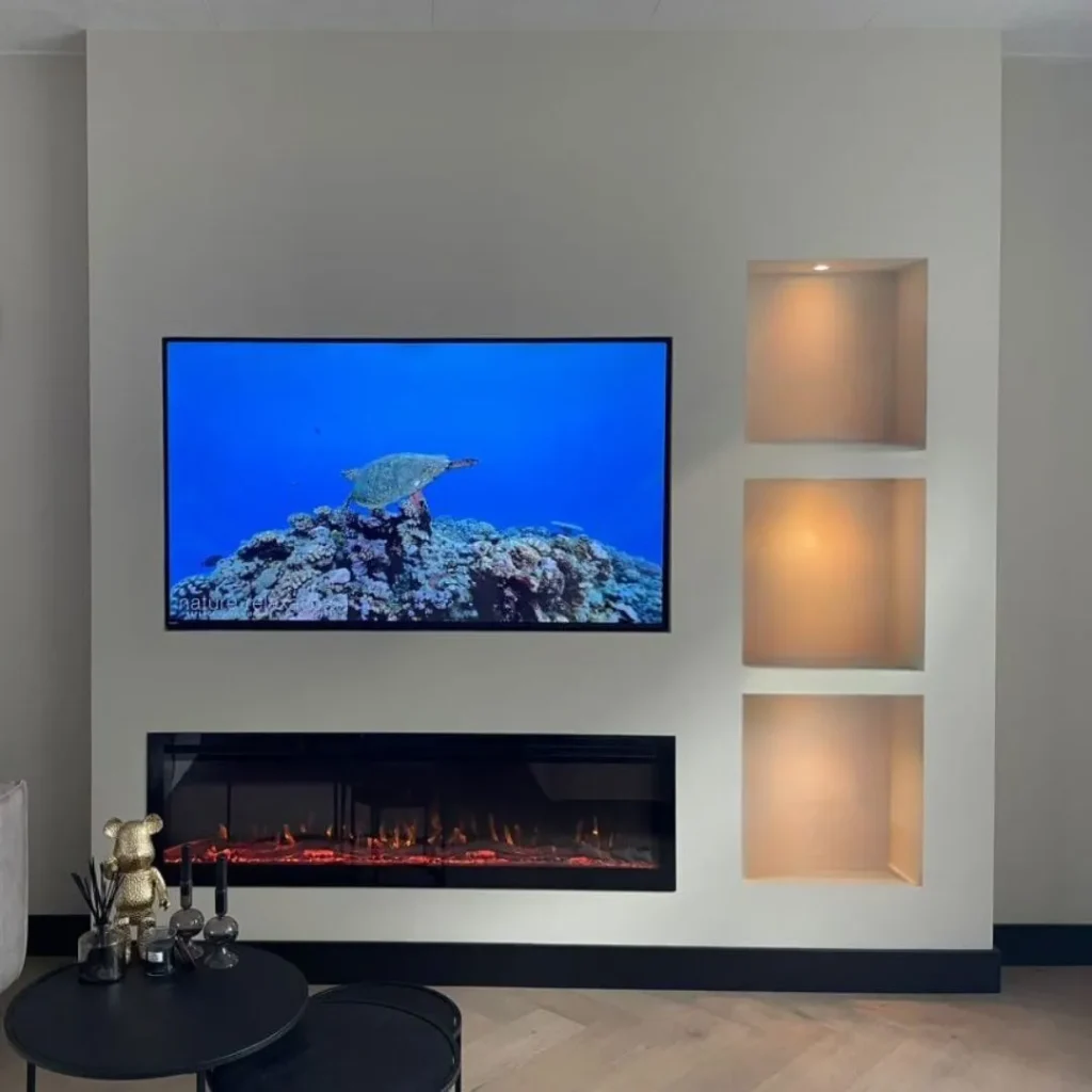 cinewall met 3 opbergmeubels, elektrische haard