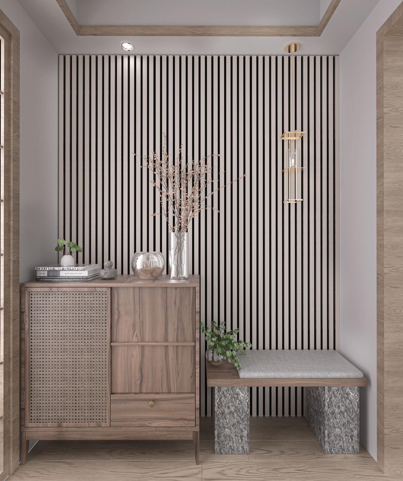 Akoestische wandpanelen licht eiken - lattenwand licht vilt 2 wandpaneel licht eiken 280*60cm