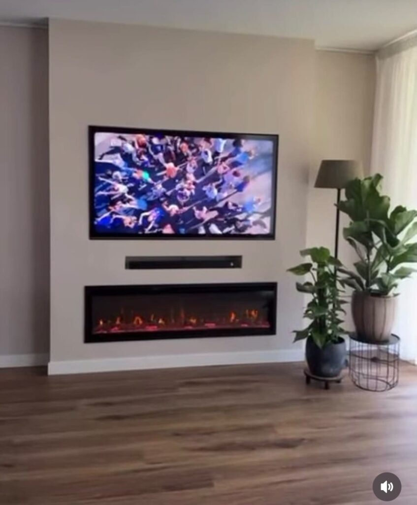 Cinewall op maat – gratis ontwerp & offerte 7 Sfeervolle tv-wand met haard
